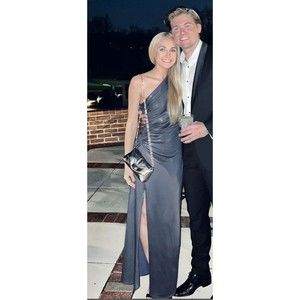 ZARA WOMAN NWT  DARK GRAY SPARKLY DRAPED DRESS Sz XL 9121/730